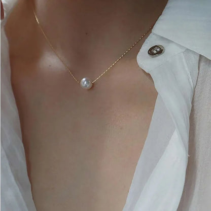 Exquisite Gold Plated Stainless Steel Thin Chain Necklace Freshwater