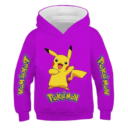 New Autumn 4-14 Years Kids Cotton Pokemon Hoodies Pikachu