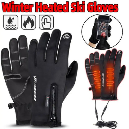 USB Touch Screen Gloves Electric Heated Hand Warmer Winter
