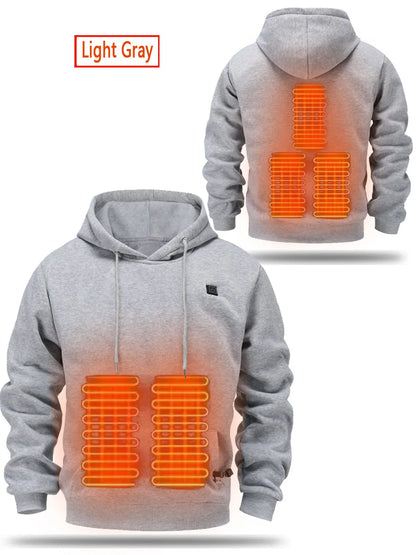Mens USB Heated Jacket Winter Electric Heating Sweatshirt