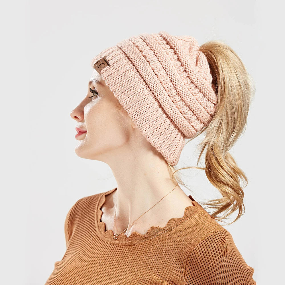 New Outdoor Warm Winter Woolen HatsAcrylic Open Horsetail