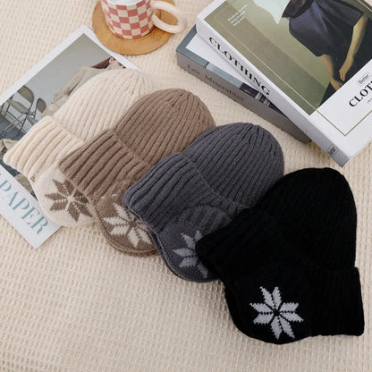New Outdoor Women Men Winter Knitted Hat Plush Warm Peaked