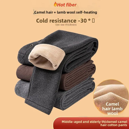 Men's Double-Sided Wool-Blend Thermal Trousers for Autumn/Winter