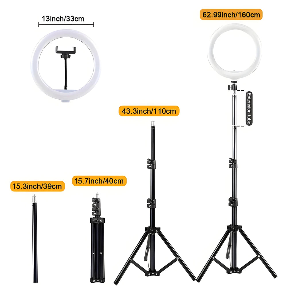 LED Ring Light with Adjustable Color Temperatures 62.9-Inch Tripod