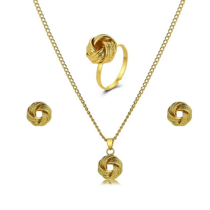 New Fashion Metal Jewelry Three-dimensional Ring Earring Necklace