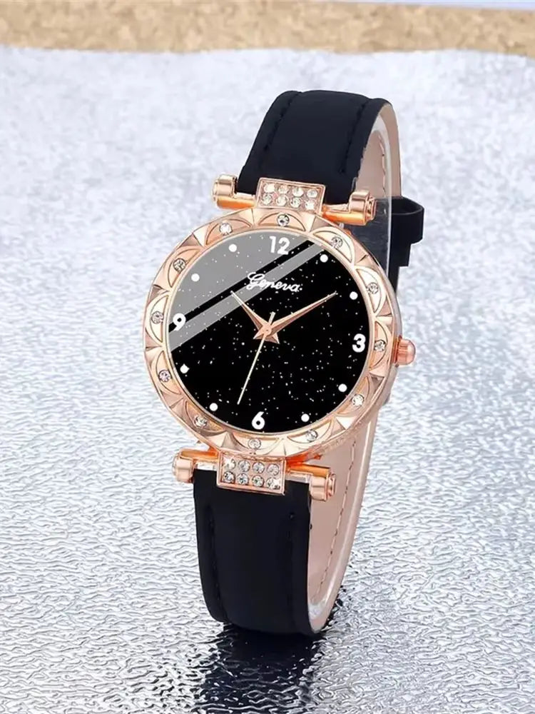 Womens Watches 5Pcs Set Luxury Rhinestone Women Fashion
