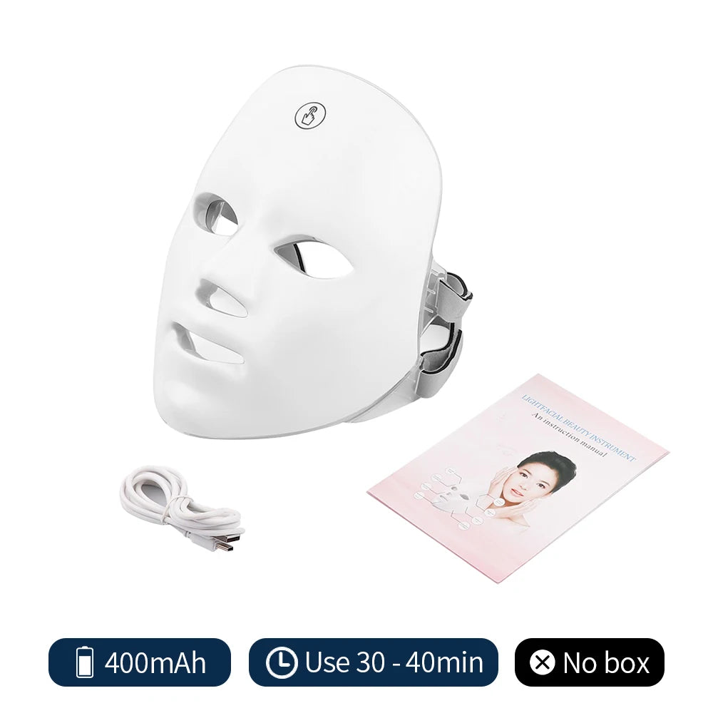 Rechargeable Facial LED Mask 7 Colors LED Photon Beauty Mask Skin
