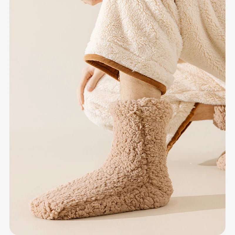 Men's Thickened Plush Floor Socks Solid Color Warm Comfortable