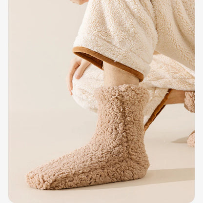 Men's Thickened Plush Floor Socks Solid Color Warm Comfortable