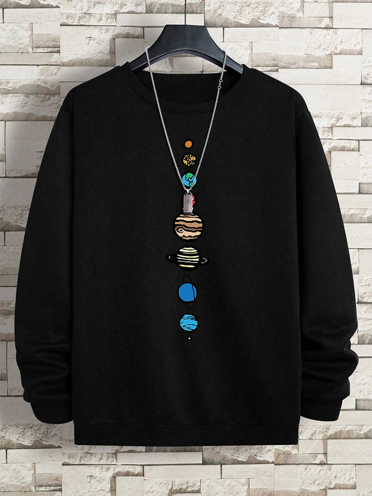 Planets In The Solar System Men Women Hoody Cartoon Crewneck