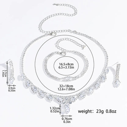 Fashion Micro inlaid Copper Zircon Petal Necklace Earrings Bracelet