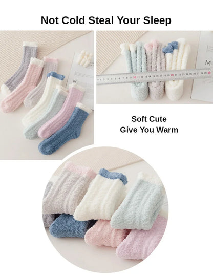 Women Winter Warm Fuzzy Socks Thick Thermal Solid Soft Fluffy