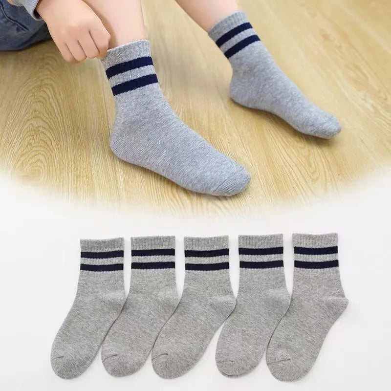 Pure Colour Soft Breathable Cotton Kids School Socks Girls Boys