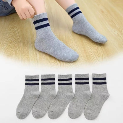 Pure Colour Soft Breathable Cotton Kids School Socks Girls Boys
