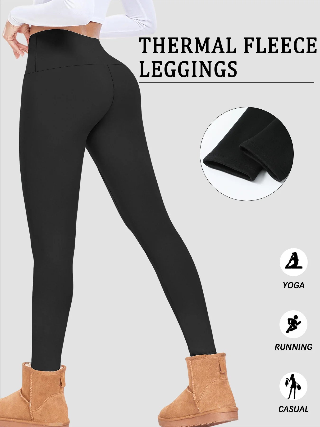 Winter thermal leggings with high waist and tummy control Women