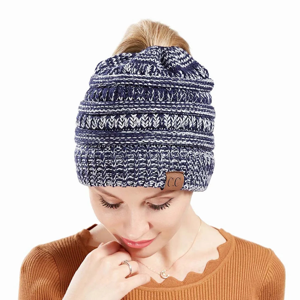 New Outdoor Warm Winter Woolen HatsAcrylic Open Horsetail