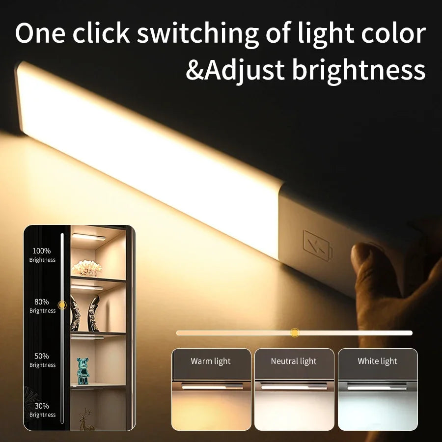 Automatic Human Body Sensor LED Bar Lights Rechargeable Cabinet