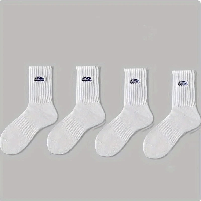 4 pairs of unisex socks with oil painting pattern  thin breathable
