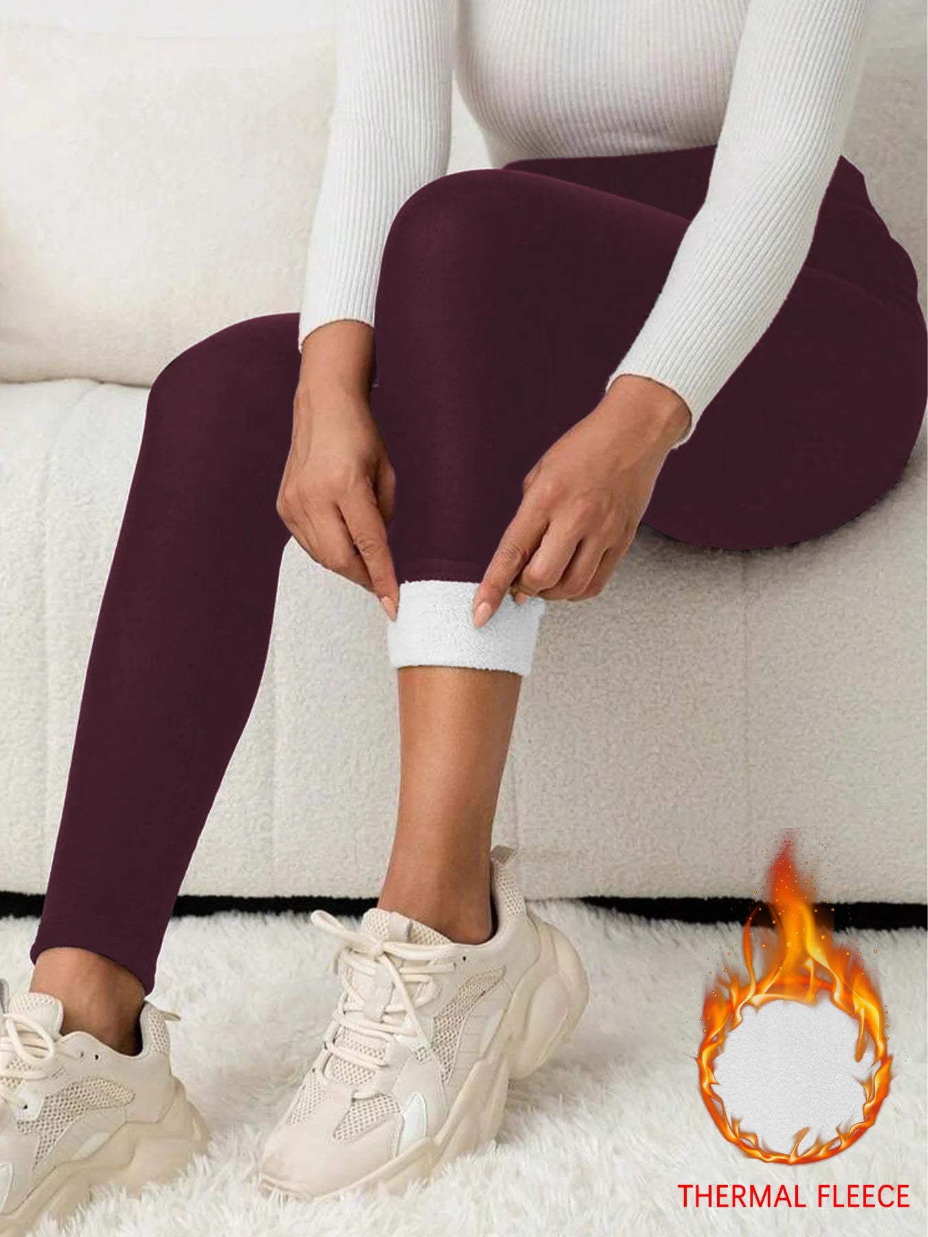 Winter thermal leggings with high waist and tummy control Women