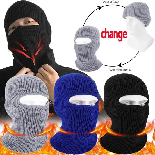 Winter Knitted Full Beanies Balaclava Hat Outdoors Men Women