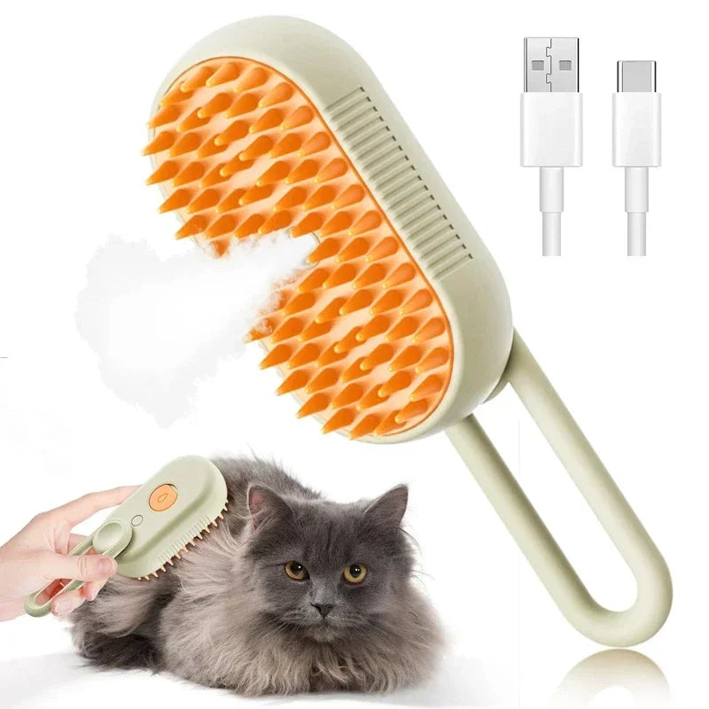 Steam Pet Brush 3-in-1 Massage Dog Steamy Brush Spray Beauty