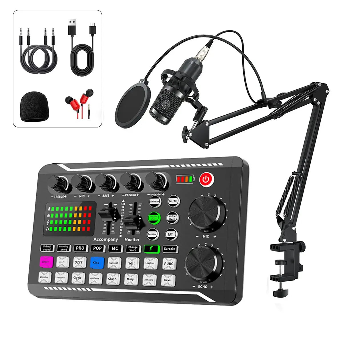 Live Podcast Equipment Set, with BM800 studio microphone, audio