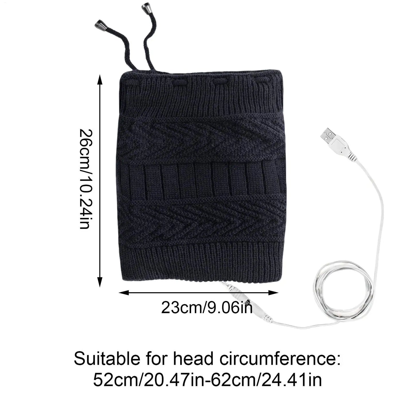 Heat Hat Knitted Beanie Hat Neck Warmer Electric Rechargeable