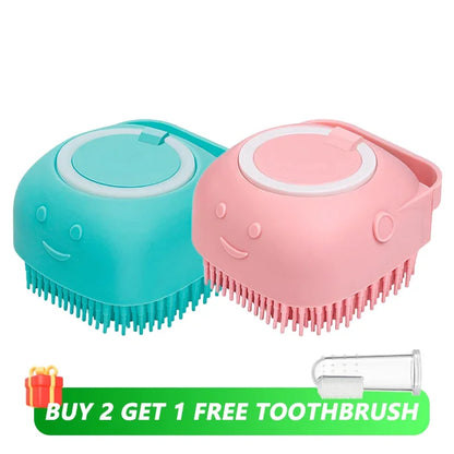 Dog Bathing Brush Pet Massage Brush Shampoo Dispenser