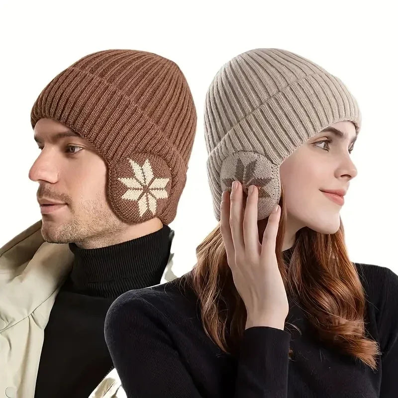 New Outdoor Women Men Winter Knitted Hat Plush Warm Peaked