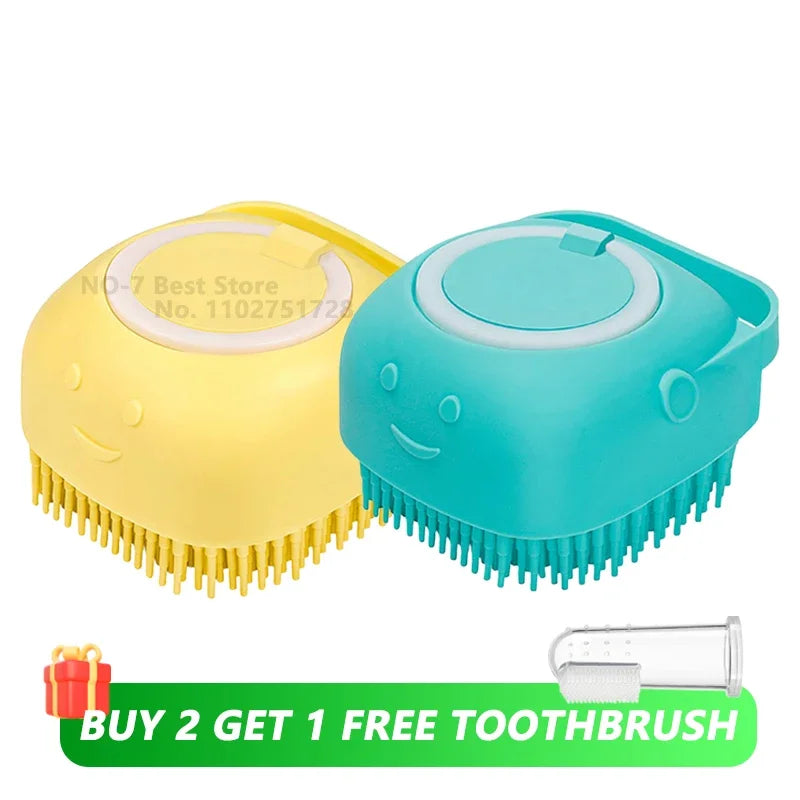 Dog Bathing Brush Pet Massage Brush Shampoo Dispenser