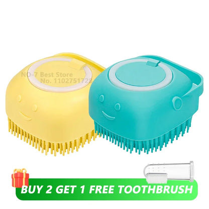 Dog Bathing Brush Pet Massage Brush Shampoo Dispenser