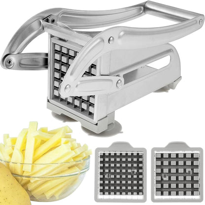 French Fries Cutter Stainless Steel Potato Slicer Quick-Cut Potato Slicer with 36/46-Hole Blade Manual Kitchen Tool
