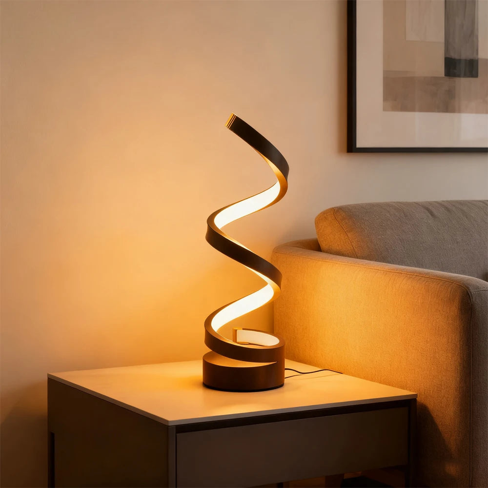 Modern Spiral Table LED Night Light Dimmable Table Lamp Living