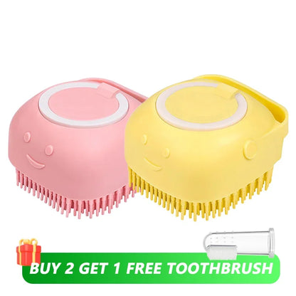 Dog Bathing Brush Pet Massage Brush Shampoo Dispenser