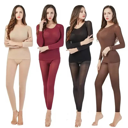 Women traceless thermal underwear set unisex intimate pajamas