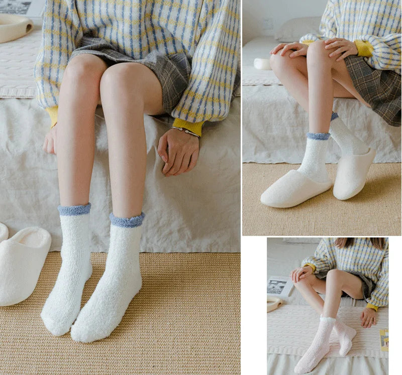 Women Winter Warm Fuzzy Socks Thick Thermal Solid Soft Fluffy