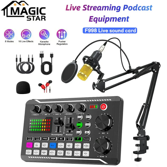 Live Podcast Equipment Set, with BM800 studio microphone, audio