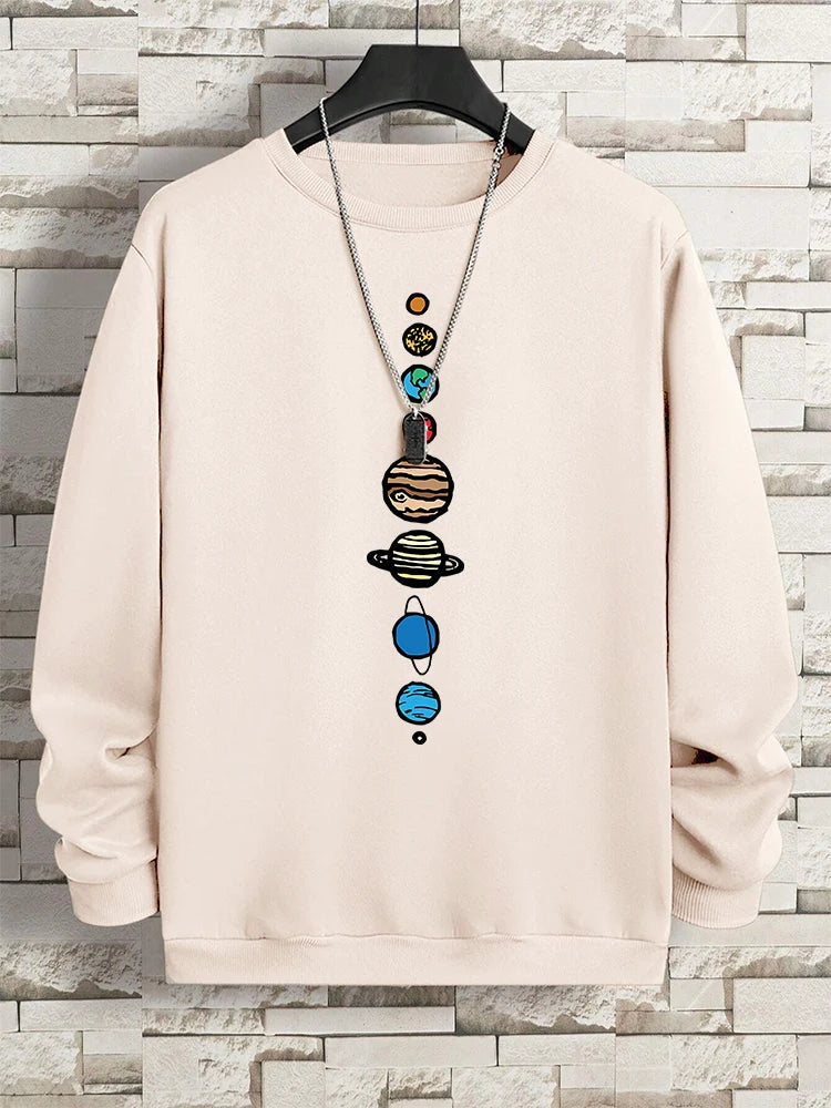 Planets In The Solar System Men Women Hoody Cartoon Crewneck