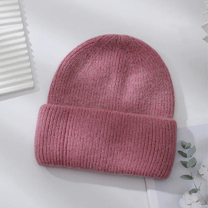 Winter Hats Woman Soft Knit Beanie Warm Rabbit Fur Hat Solid