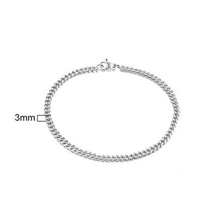 Stainless Steel Chain Bracelet Women, 3mm to 9mm Curb Cuban