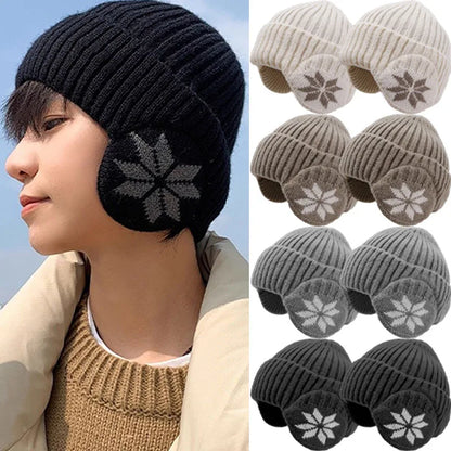 New Outdoor Women Men Winter Knitted Hat Plush Warm Peaked