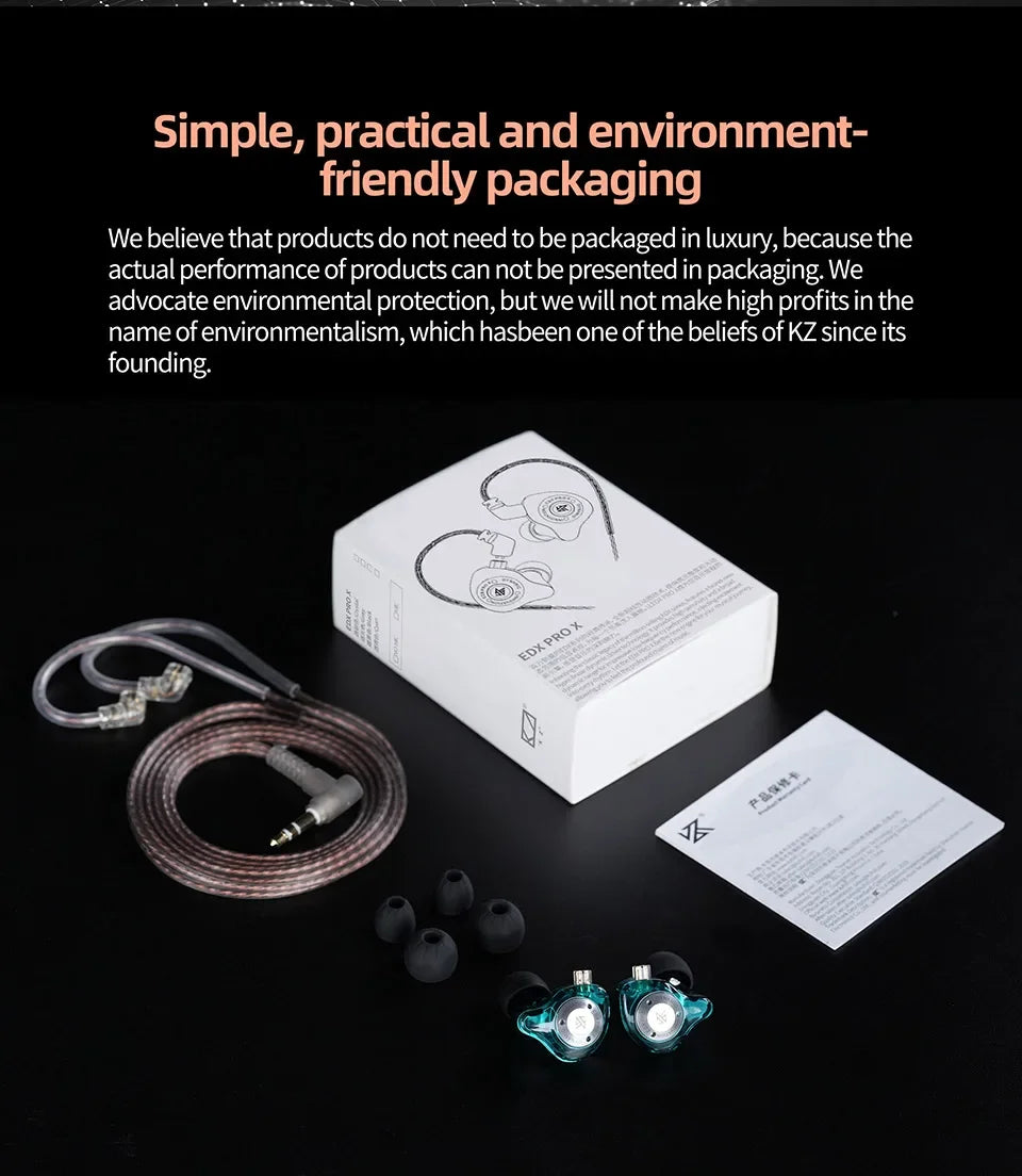 KZ EDX PRO X Dynamic Drive Earphone HIFI Bass Music Earbud Sport
