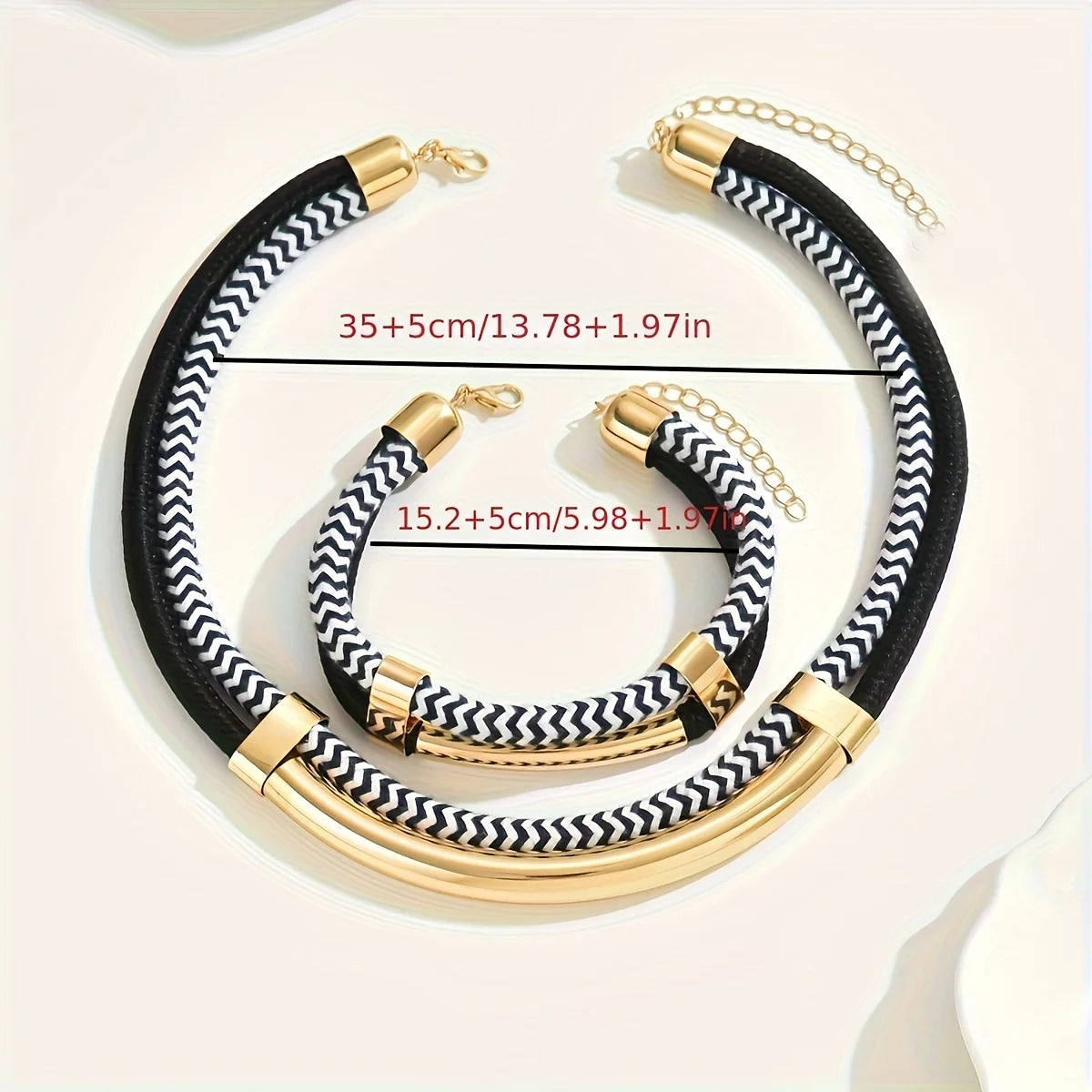 New Fashion Black and White Thick Double Line Metal Tube