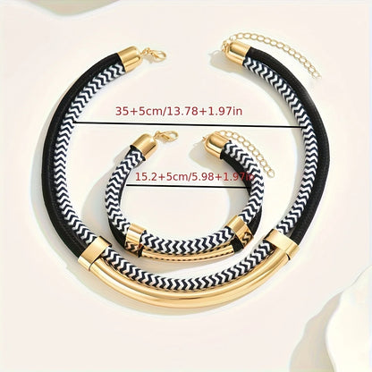 New Fashion Black and White Thick Double Line Metal Tube