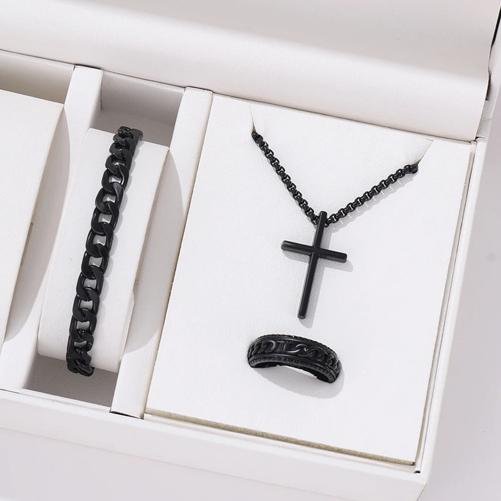 Men Fashion Personality Simple Black Stainless Steel Non Fading