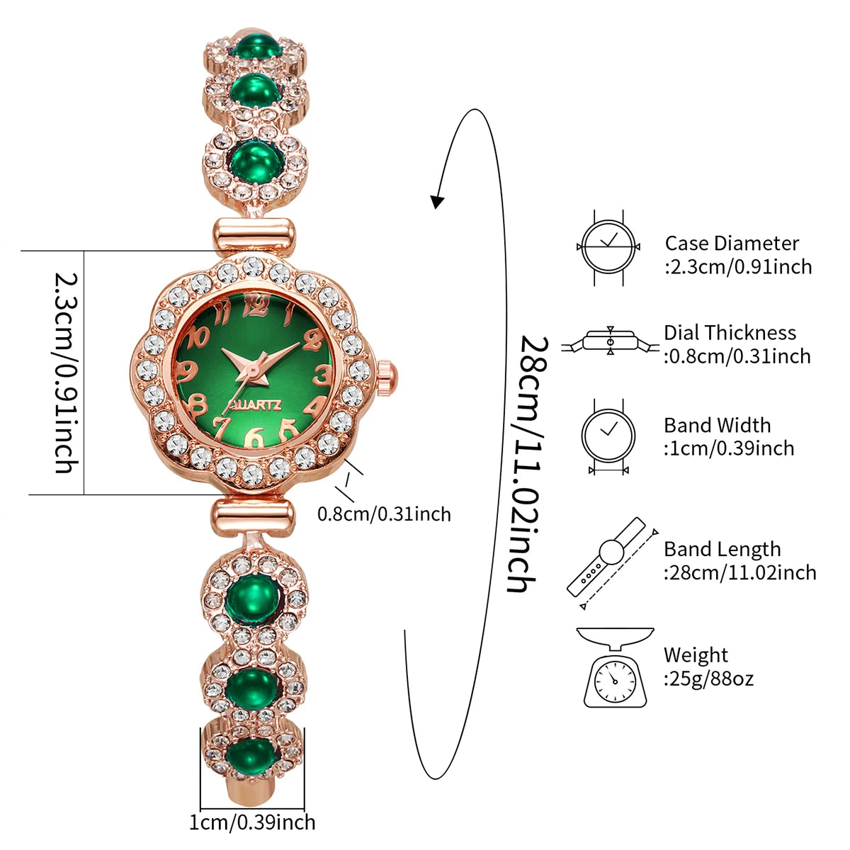 Elegant Rhinestone Bracelet Strap Women Watches Fashion