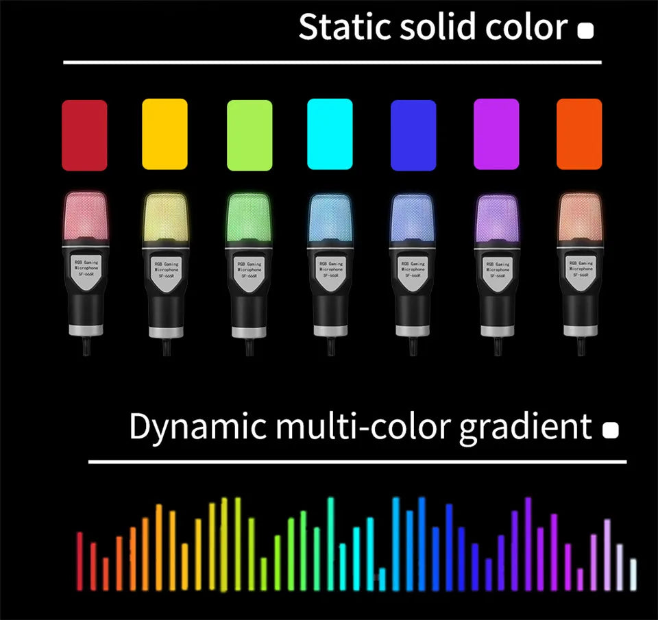 USB Microphone RGB Microfone Condensador Wire Gaming