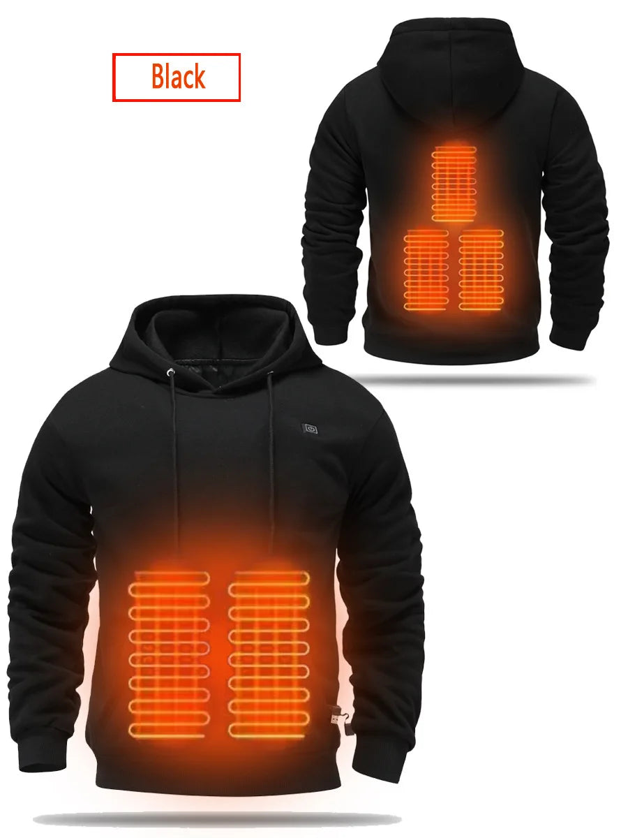 Mens USB Heated Jacket Winter Electric Heating Sweatshirt