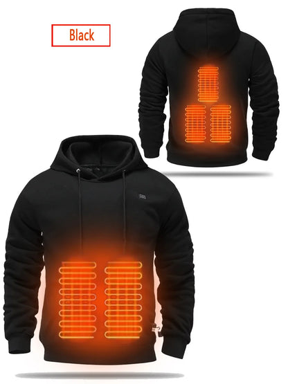Mens USB Heated Jacket Winter Electric Heating Sweatshirt
