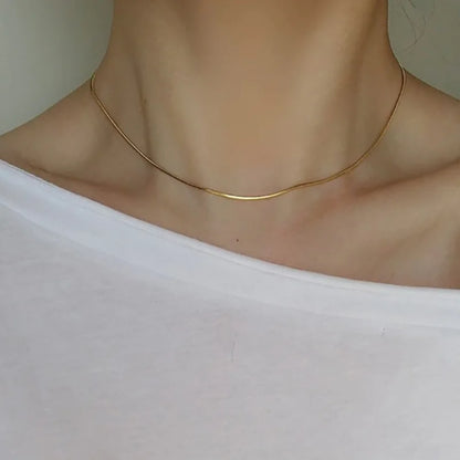 Exquisite Gold Plated Stainless Steel Thin Chain Necklace Freshwater